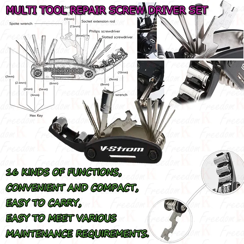 V-strom Fit For Vstrom 650 1000 250 1050 xt DL1000 DL650 dl250 vstrom650 Motorcycle Multifunction Tool Repair 16 functions Screw