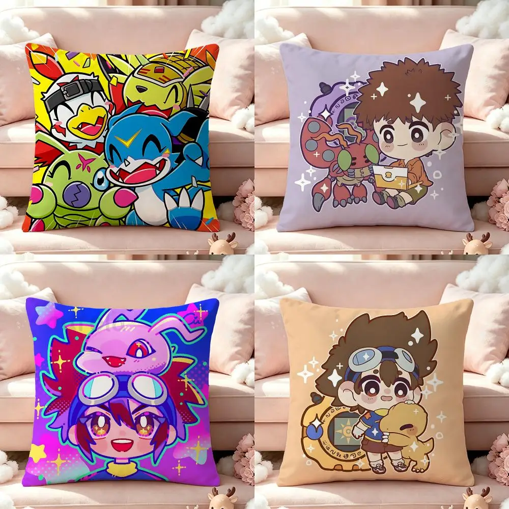 Anime Digimon Adventure Cushion Cover Pillow Short Plush Pillow Cute Simple Style For Living Room Bedroom Birthday Gift