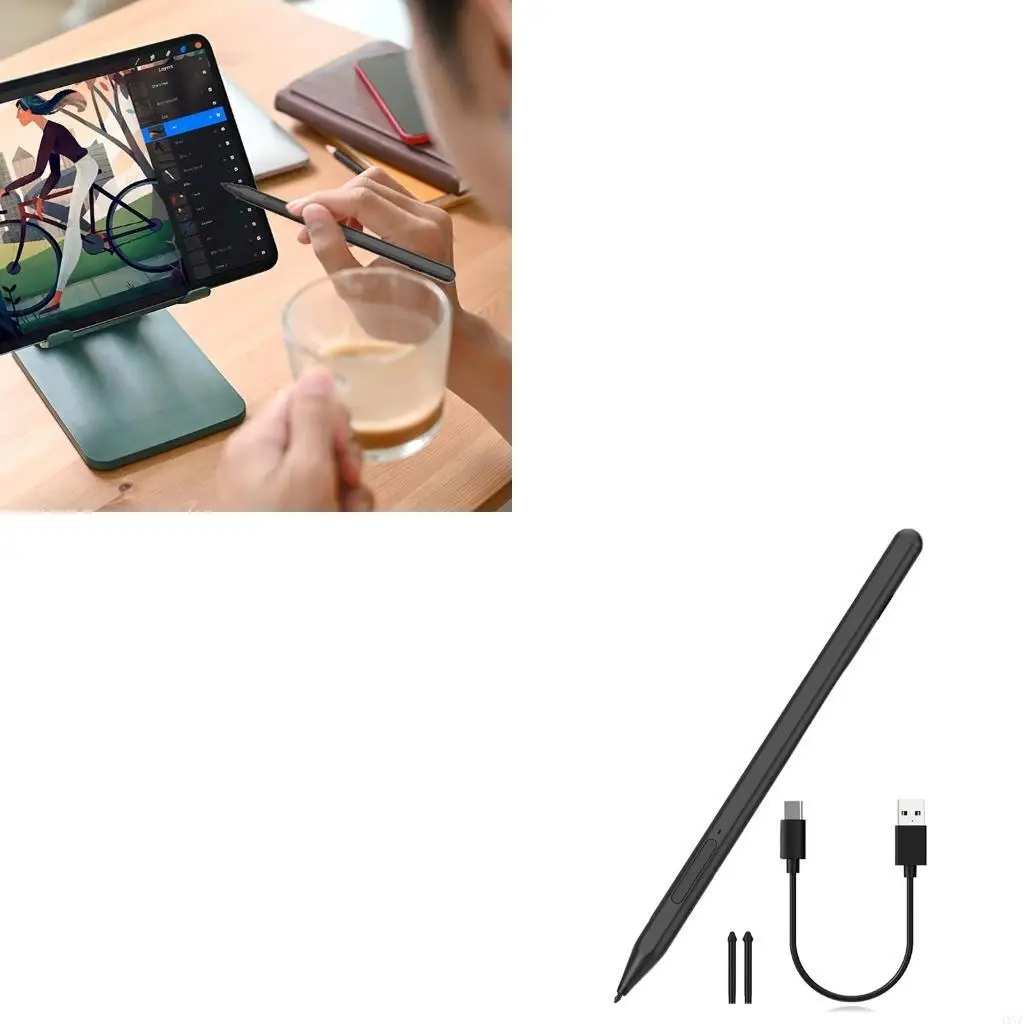 Caneta recarregável 4x7e para tablets go/laptop/livro, caneta toque artesanal precisa para uso profissional,