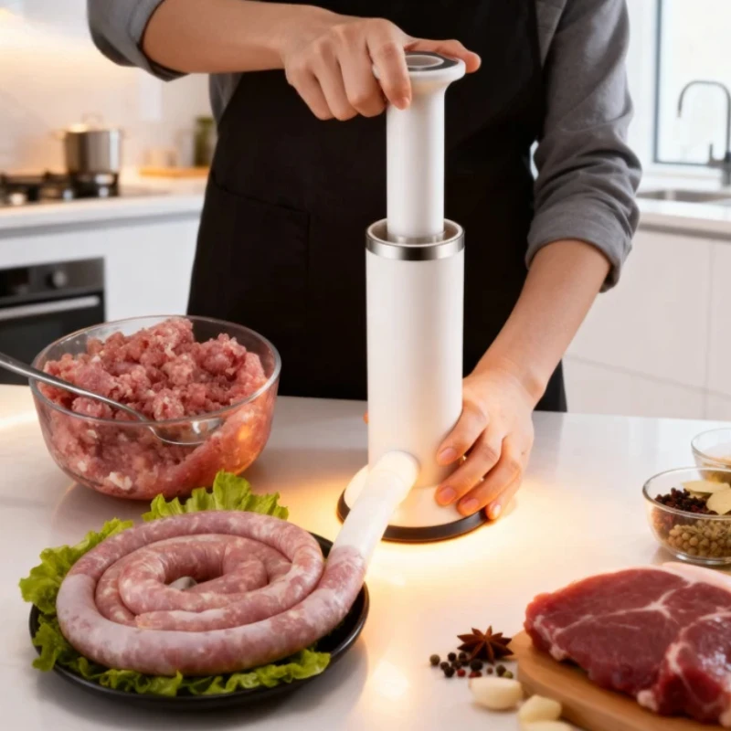 صانع حشو السجق اليدوي الكبير مع قالب كرات اللحم للاستخدام المزدوج أداة حشو السجق محلية الصنع لآلة صنع اللحوم للمطبخ json