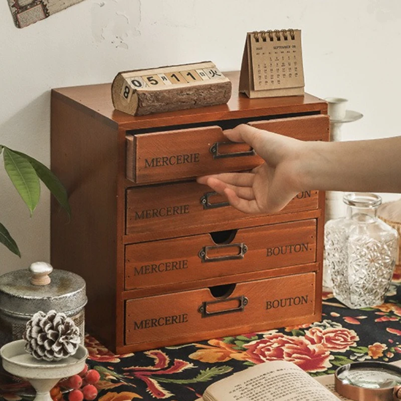 

Drawer Type Storage Box Wood Desk Organizer Boxes Wooden Bedroom Accessory Storage Container Cosmetics Stash Organization Case