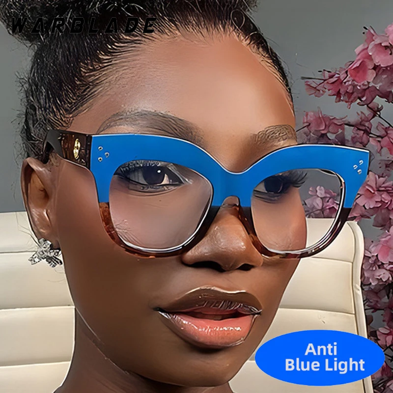 

Luxury Designer Big Cat Eye TR90 Anti-Blue Light Women Fashion Glasses Men Computer Work Reading Eye Protection Optical Eyewear