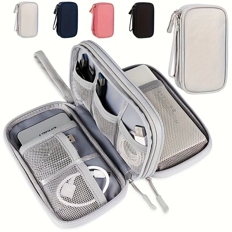 Travel Storage Bag Cable Power Bank Earphone Electronics Accessories Organizer Oxford Cloth Waterproof Double Layer Storage Case