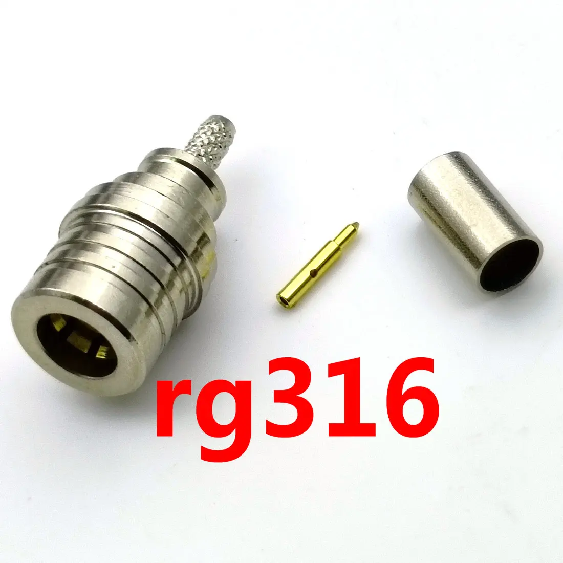 Conector RF de crimpado, enchufe macho QMA para Cable RG174, RG316, RG188, RG188A, LMR100 /RG58, RG400, RG142, LMR195