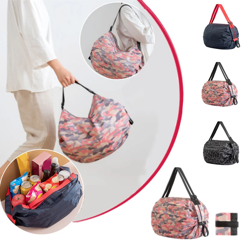 

Foldable One-shoulder Portable Shopping Bag Portable Grocery Bag Supermarket Eco Bag for Shopping Grocery Picnic Travel and Gym