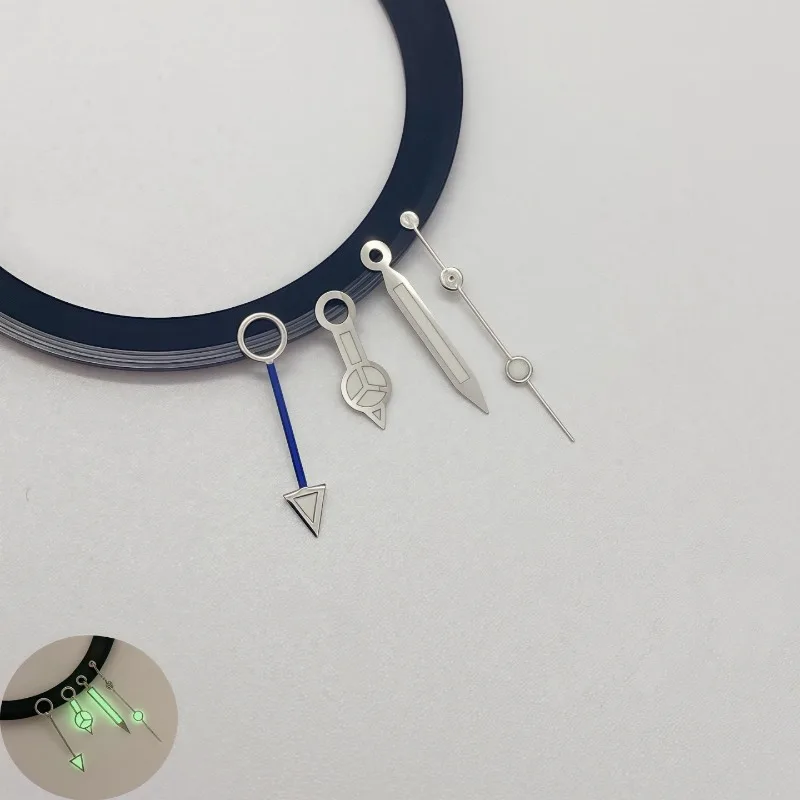 For NH34 pointer standard luminous needle silver strong green luminous watch hand GMT modified diving watch large head hand