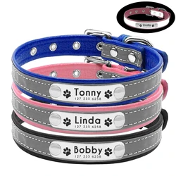 Collar reflectante personalizado para mascotas, Collar ajustable con placa de identificación, grabado gratis, perros pequeños, medianos, gatos, cachorros y gatitos