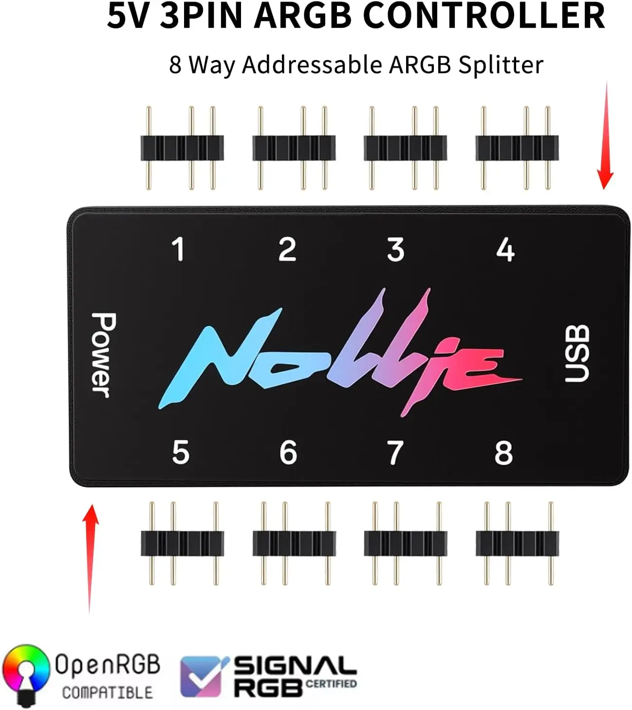 

Nollie SignalRGB OpenRGB Universal 5V 3PIN ARGB Asynchronous Controller HUB For Computer PC Case Cooling Fans Light Strip