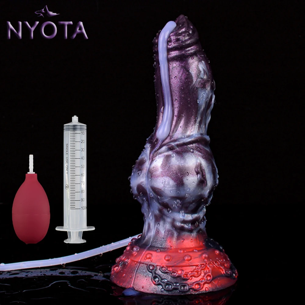 

NYOTA Silicone Dog Knot Ejaculation Dildo Dick Large Penis With Sucker Fantasy Sex Toys Anal Dilator Ass Plug Female Masturbator