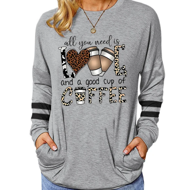 

Women's Long Sleeve T-Shirt All You Need Is A Good Cup of Coffee Graphic T Shirts Gift for Coffee Lover Cotton Tshirt Clothing