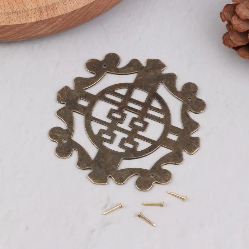 4Pcs Chinese Antique Bronze Decorative Corner Wooden Box Iron Box Protectors Crafts Furniture Hardware Corner Cover