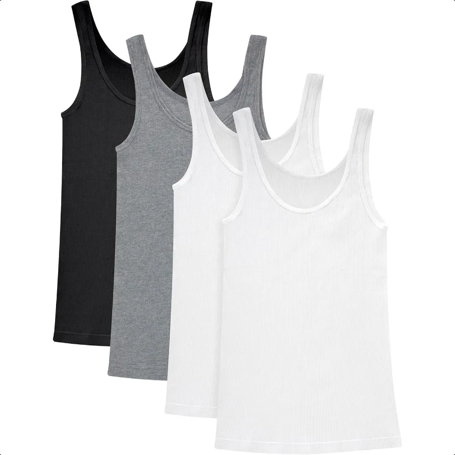 

Originals Pack Soft Cotton Rib Tank Tops for Women 4Pack
