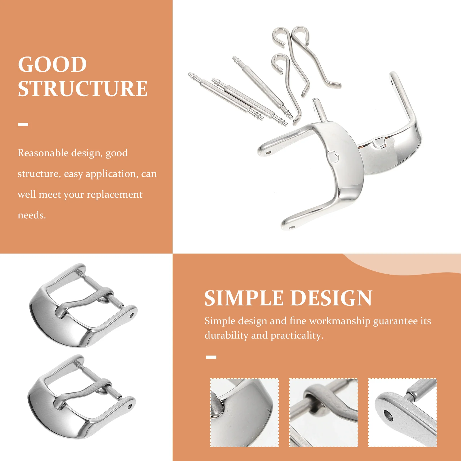 2 Pcs Watches for Men Clasp Replacement Parts Accessories Silver Professional Buckle Man