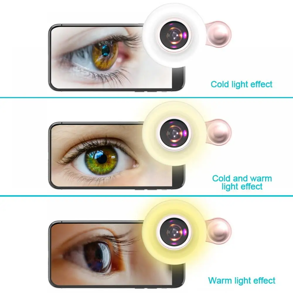 15X Macro Lens for Mobile Phone Fill Ring Light Selfie Live Lamp Camera Lens with LED Ring Flash Smartphone Fill Light Universal