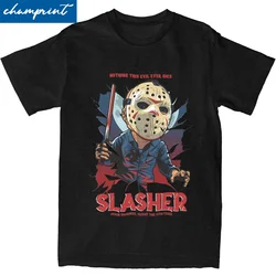 Camiseta de Horror de Jason Voorhees Slasher para hombres y mujeres, camisa humorística de algodón, camisetas de cuello redondo, ropa de manga corta para fiesta, Viernes 13