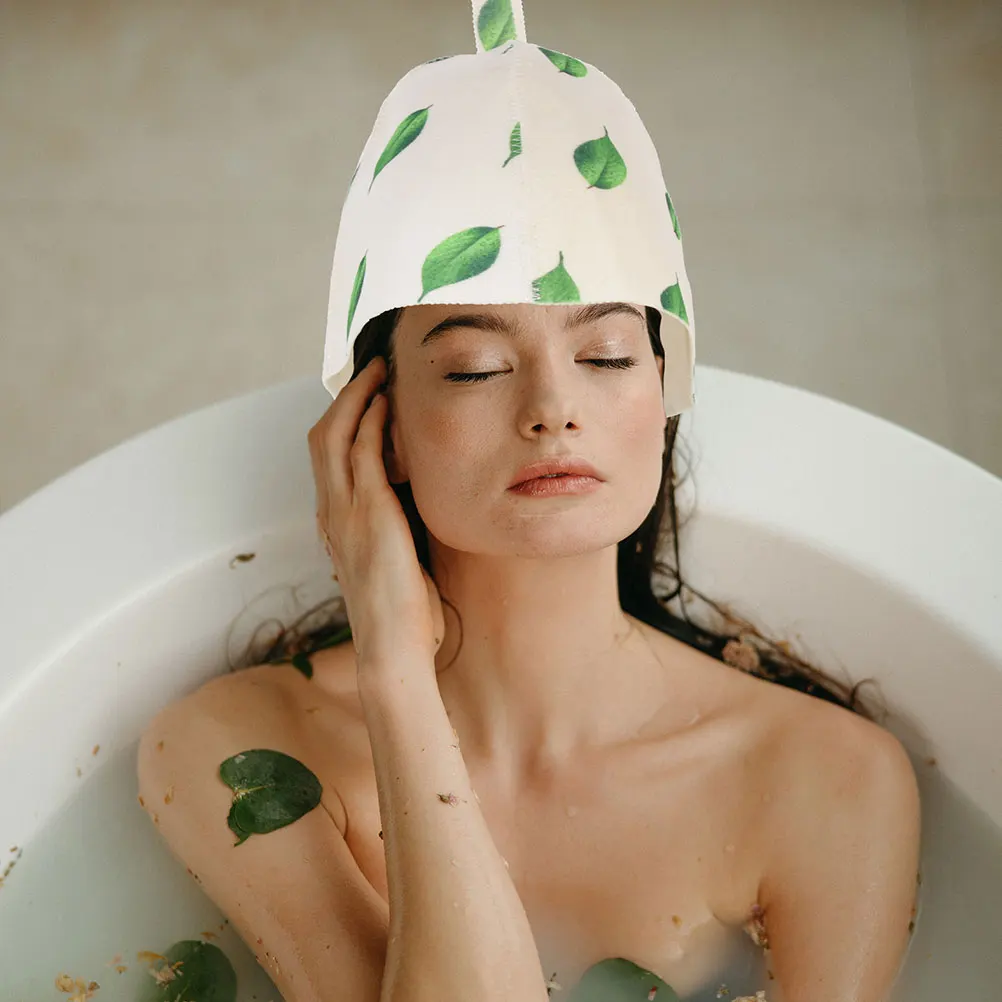

2pcs Felt Sauna Hat for Women Thickened Bathing Cap Moisture Absorbing Heat Protection Spa Headwear Fits Natural Hair Dry
