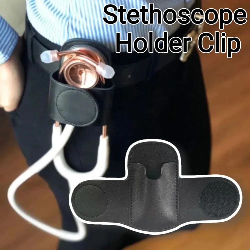 

Hook Loop Closure Stethoscope Holder Clip Durable PU Leather Stethoscope Storage Bag Magnetic Holder Compact