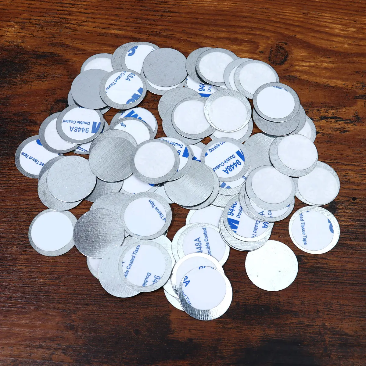 

100 шт. круглых двусторонних клейких металлических пластин для декора дна коробок, организации хранения, подложек для косметичек