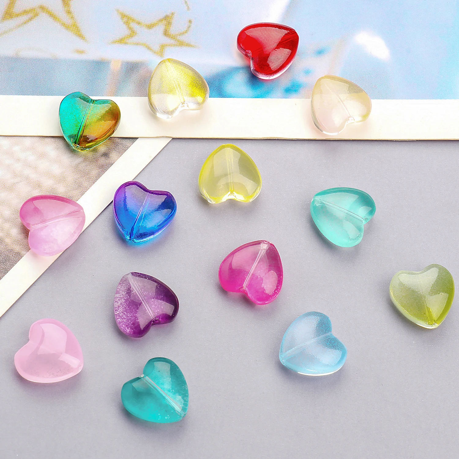 20pcs 12x12mm Charms Heart Shape Mixed Multiple Colors Lampwork Beads Glass Beads For DIY Bracelet Jewelry Making Accessories