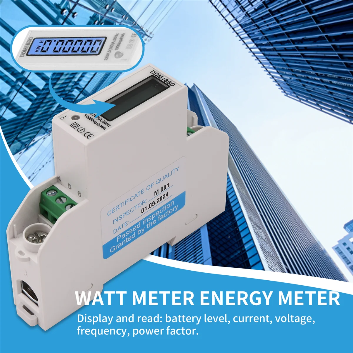 

HDJQ 5-100A 220V Energy Meter Single Phase RS485 MODBUS Protocol LCD Backlit Display Din Rail Watt Meter Energy Meter