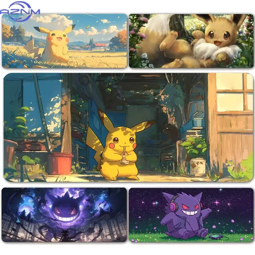 Pokemon Vaporeon Gaming Mouse Pad Large Desk Mat  Stitched Edge Keyboard Pad Non Slip Rubber Base Office Table Mat