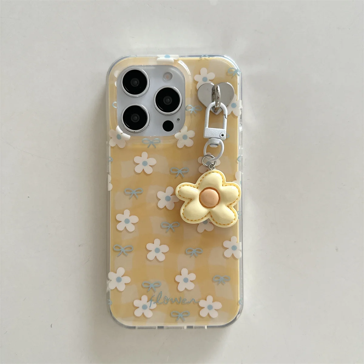 Funda de teléfono coreana con bonita flor para iPhone 16 Pro 13 14 15 Pro Max, Funda con colgante a prueba de golpes, Funda encantadora 15Pro
