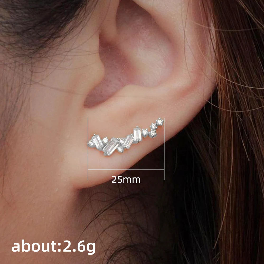 Huitan Dainty Cubic Zirconia Earrings for Women Exquisite Climber One Line Ear Earrings Newly Designed Wedding Trendy Jewelry