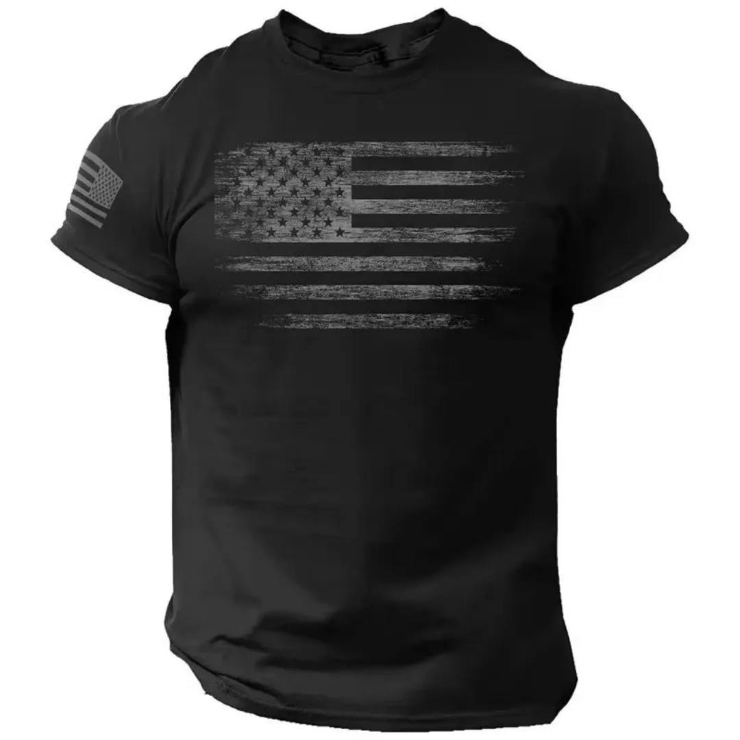 Neues Retro-T-Shirt mit amerikanischer Flagge, 3D-Druck, atmungsaktiv, schnell trocknend, für Herren, große Größen, Outdoor-Street-Fashion, Eltern-Kind-Kleidung – Detail 5