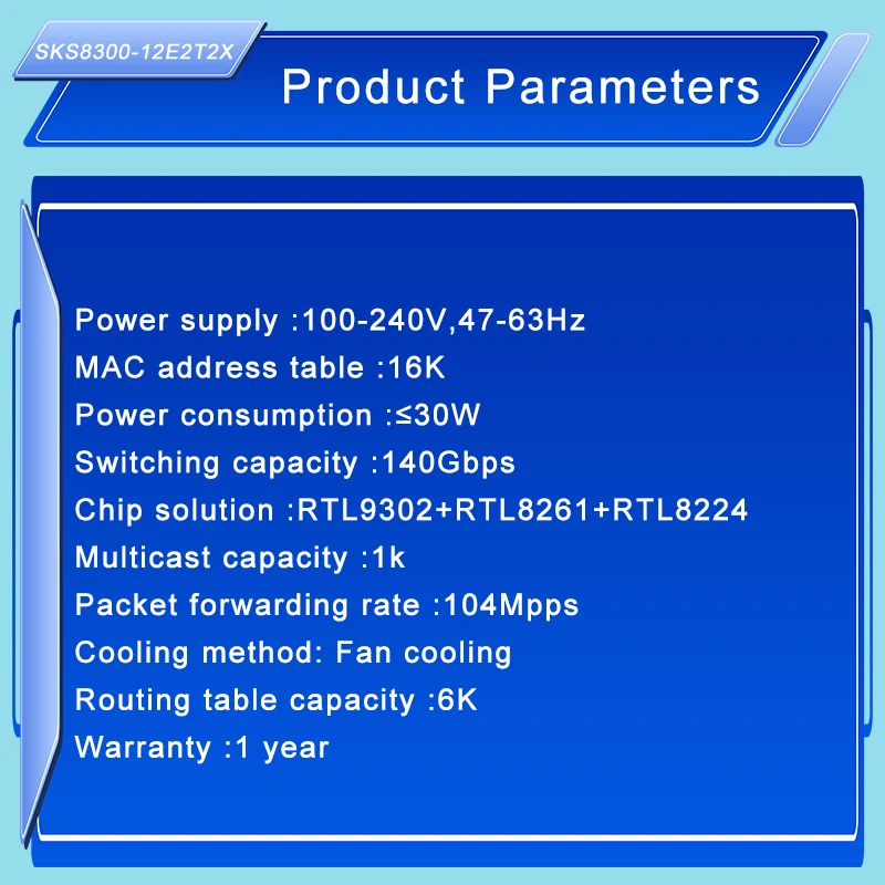 L3 Managed Switch XikeStor 12 Ports 2.5G RJ45 2 Ports 10G RJ45 2 Ports 10G SFP+ Ethernet Switch Support VLAN/ DHCP WEB/CLI