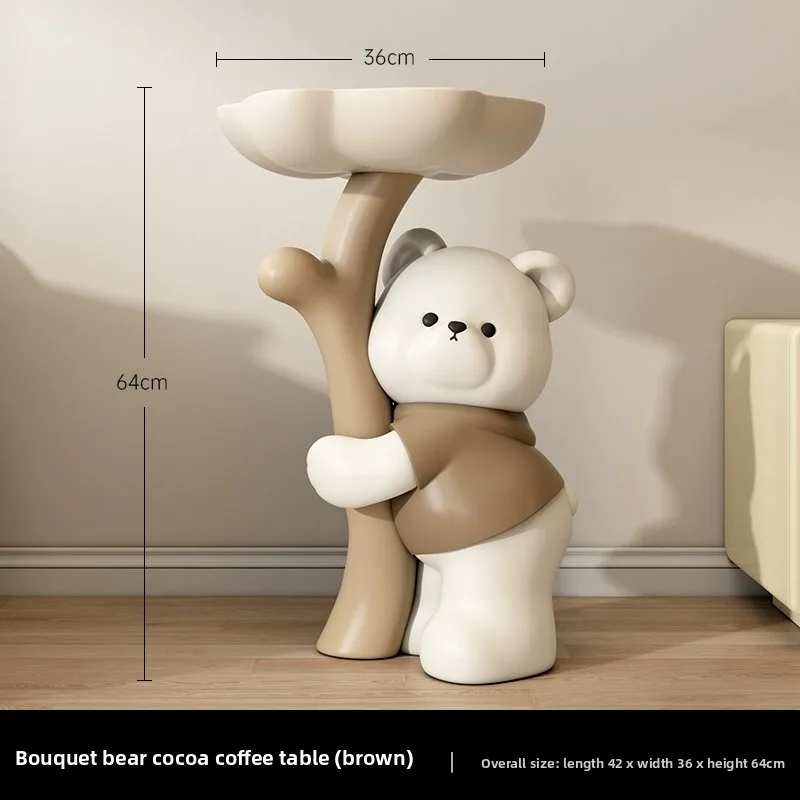 

Bear with Bouquet Home Decor, 36cm Wide Storage Table, 3 Color Moon Atmosphere Light, Silent Mist Humidifier for New Home Gift