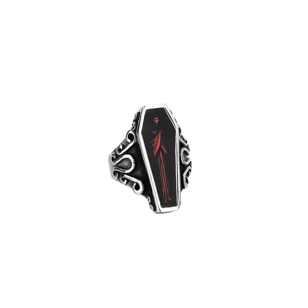 Halloween Punk Mummy Vampire Coffin Men Rings Stainless Steel Women Jewelry Punk Rock Cool Stuff Fashion Accessories Wholesale