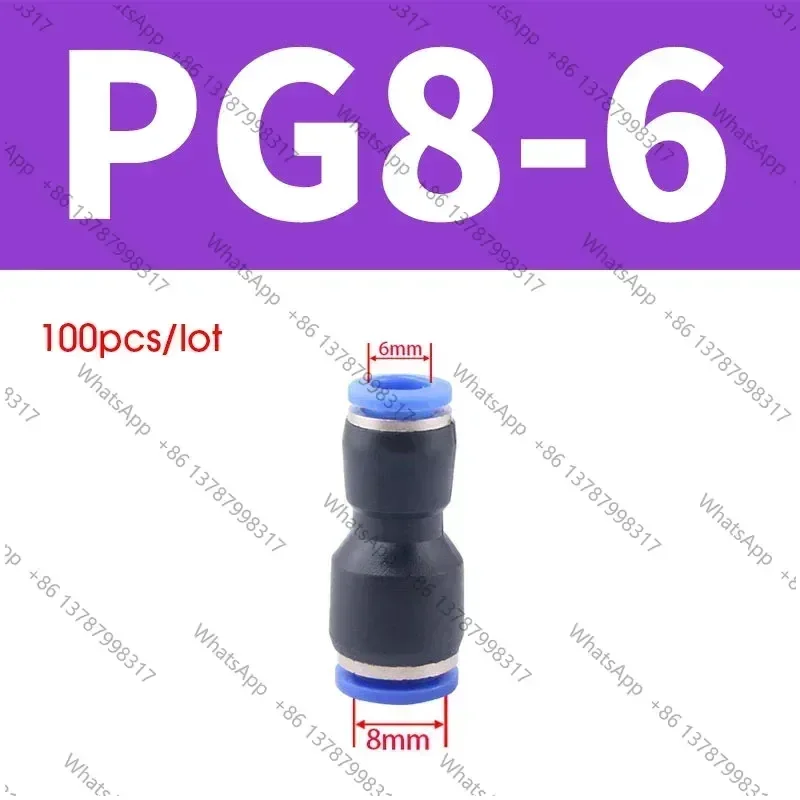 100PCS 50PCS Lot PG 4-6mm 6-8mm 6-10mm Air Pneumatic Fitting One Touch Push Into Straight Gas Fittings Plastic Quick Connectors