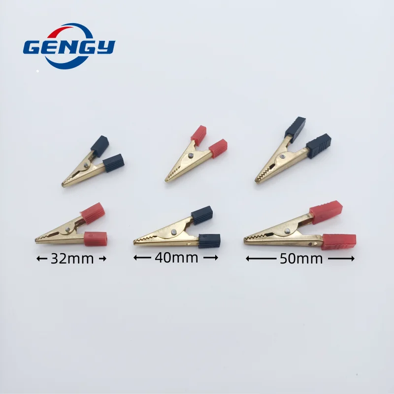 10 Pcs Copper Crocodile Clip 40mm 50mm Plastic Handle Test Probe Alligator Clips Connector Connect Socket Plug for Battery