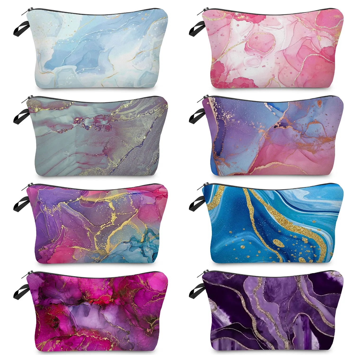 Marble Pattern Abstract Art Fashion Printed Women's Makeup Bag Eco Reusable Female Cosmetic Organizer Beach Travel Toiletry Kit