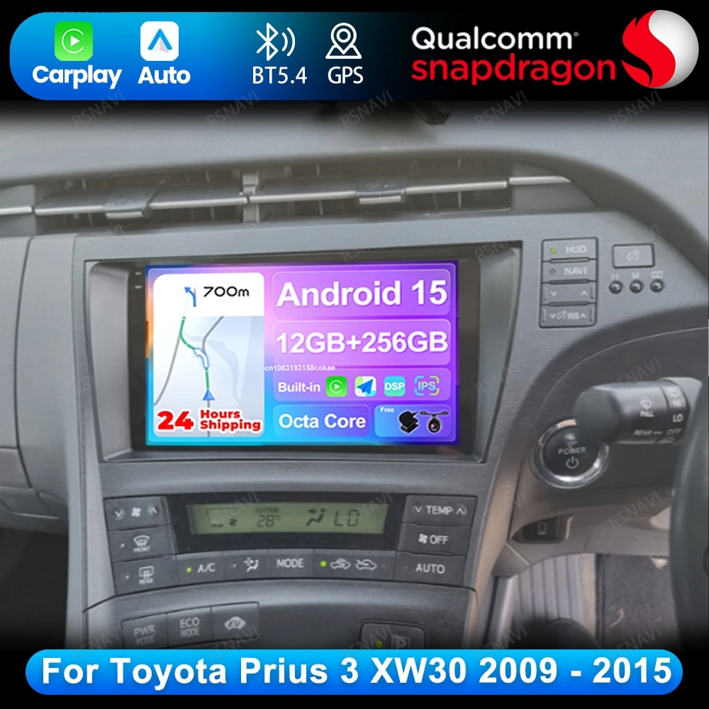 

Android 15 For Toyota Prius 3 XW30 2009 - 2015 QLED GPS Wireless Carplay Auto Car Radio DSP Stereo 5G WIFI Qualcomm Head Unit BT