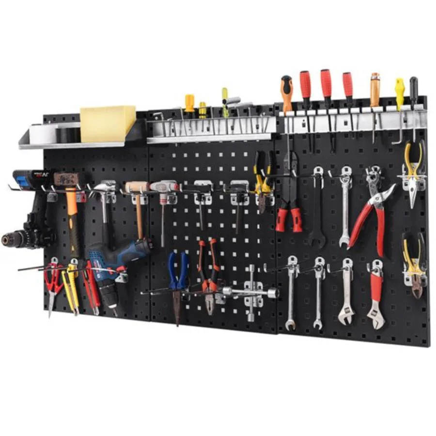Black WallMounted Pegboard Wall Organizer Kit 4 ft.Metal Toolboard