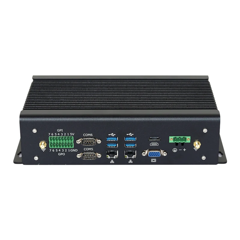 Tanpa Kipas Industri Mini PC I7 1165G7 6x DB9 RS232/422/485 2x GbE LAN GPIO HDMI VGA 6x USB Mendukung Wi-Fi 4G LTE Windows Linux