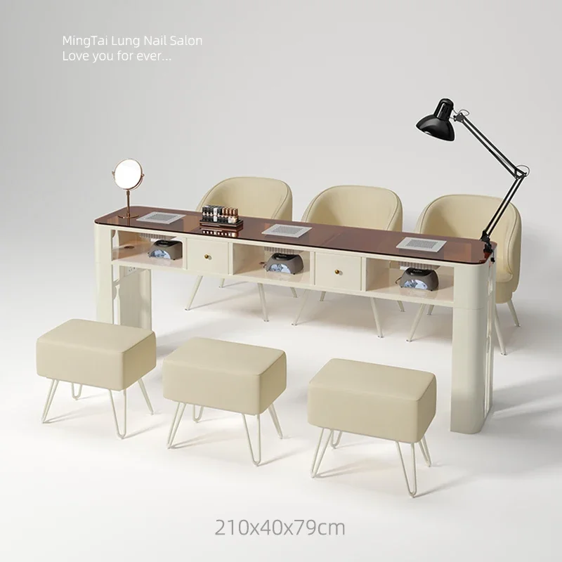 Professional Glass Nail Table Multifunction Manicure Table Minimalism Biurko Do Manicure Salon Furniture Not Including Chairs