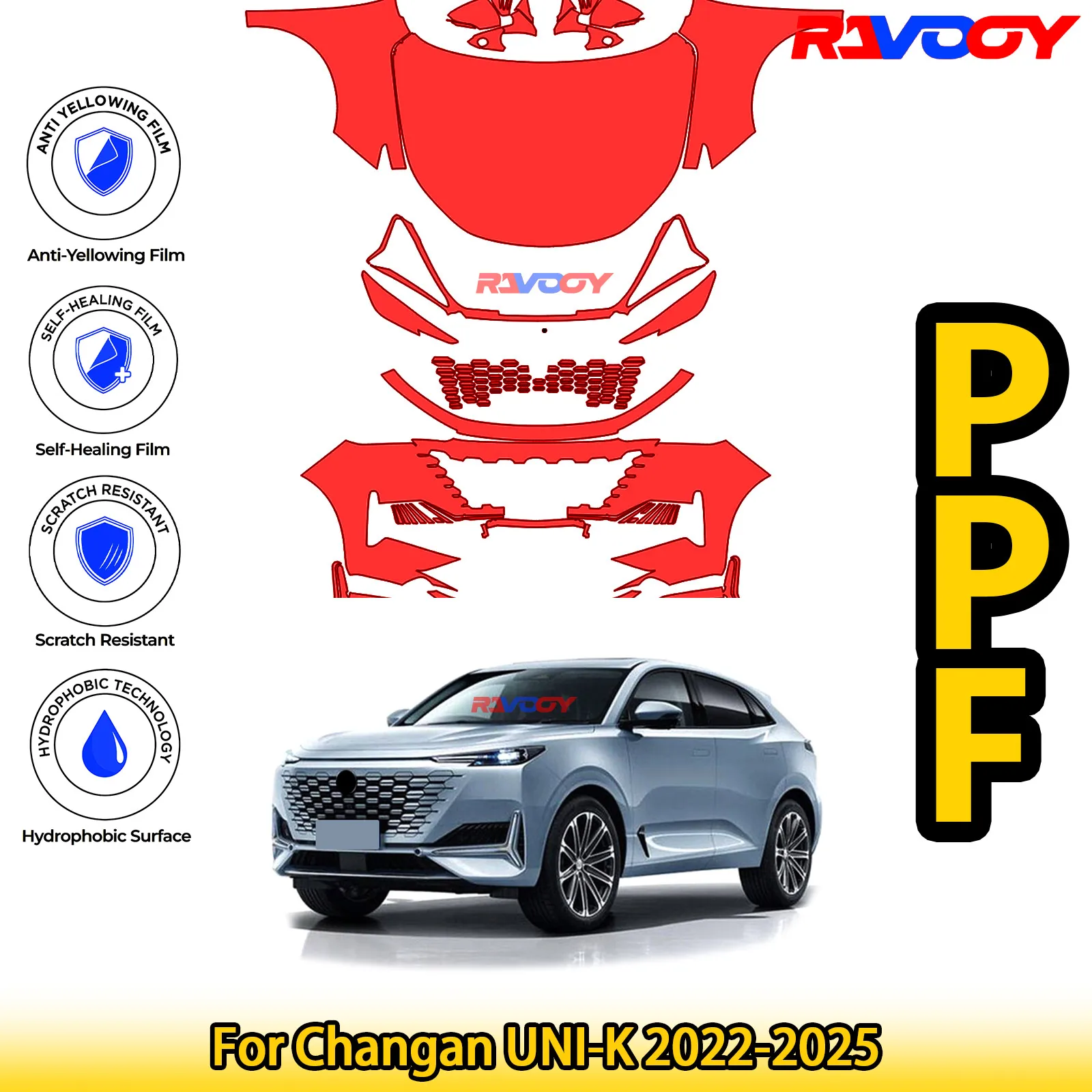 

For Changan UNI-K 2022-2025 Glossy Matte Black Precut front PPF Kit Paint Protection Film
