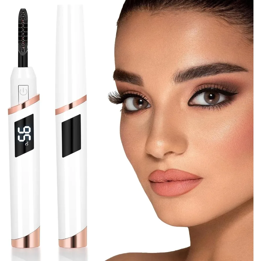 Elektrisch beheizter Wimpernzange für Frauen mit 10 Sekunden schneller Erwärmung, 4 einstellbare Temperatureinstellungen von 65 °C bis 95 °C LongLasti