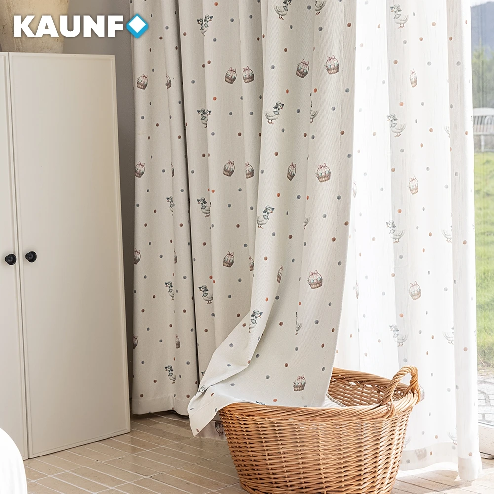 1PC Minimalist Duck Print 90% Light Blocking Curtain for Living Room Bedroom Kids Bedroom Nursery Decor