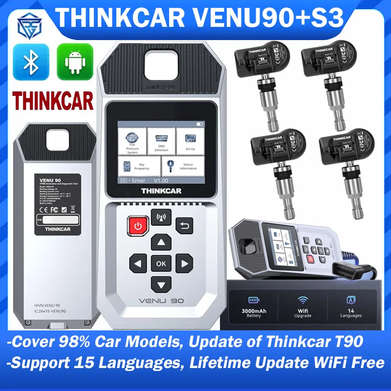 THINKCAR VENU90 Car Tire Pressure Diagnose Tool VENU 90 Automotive TPMS Sensor Program Learn Activator PK Thinkcar T90 VENU iPro