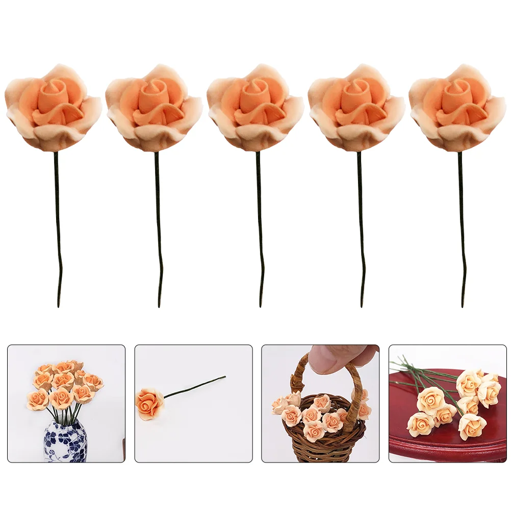 5 Pcs Artificial Flower Plant Model Adornment Decorate Desk Decoration Simulation Resin Miniature Bride Scenery DIY