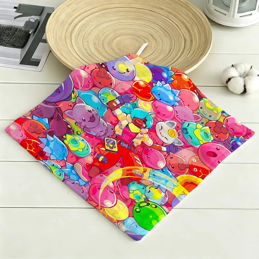 Game S-Slime Rancher Polyester Cotton Hanging Kitchen Towel, Absorbent Hand Wiping Cloth for Daily Cleaning Drying