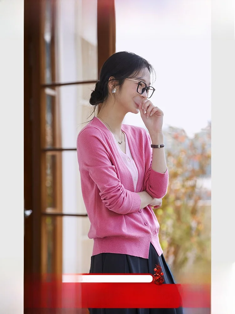 

Women's V-Ne Knitted Sweater Wool Blend Base Layer Top Casual Loose Fit Long Sve Spring Autumn Sle by Vimly