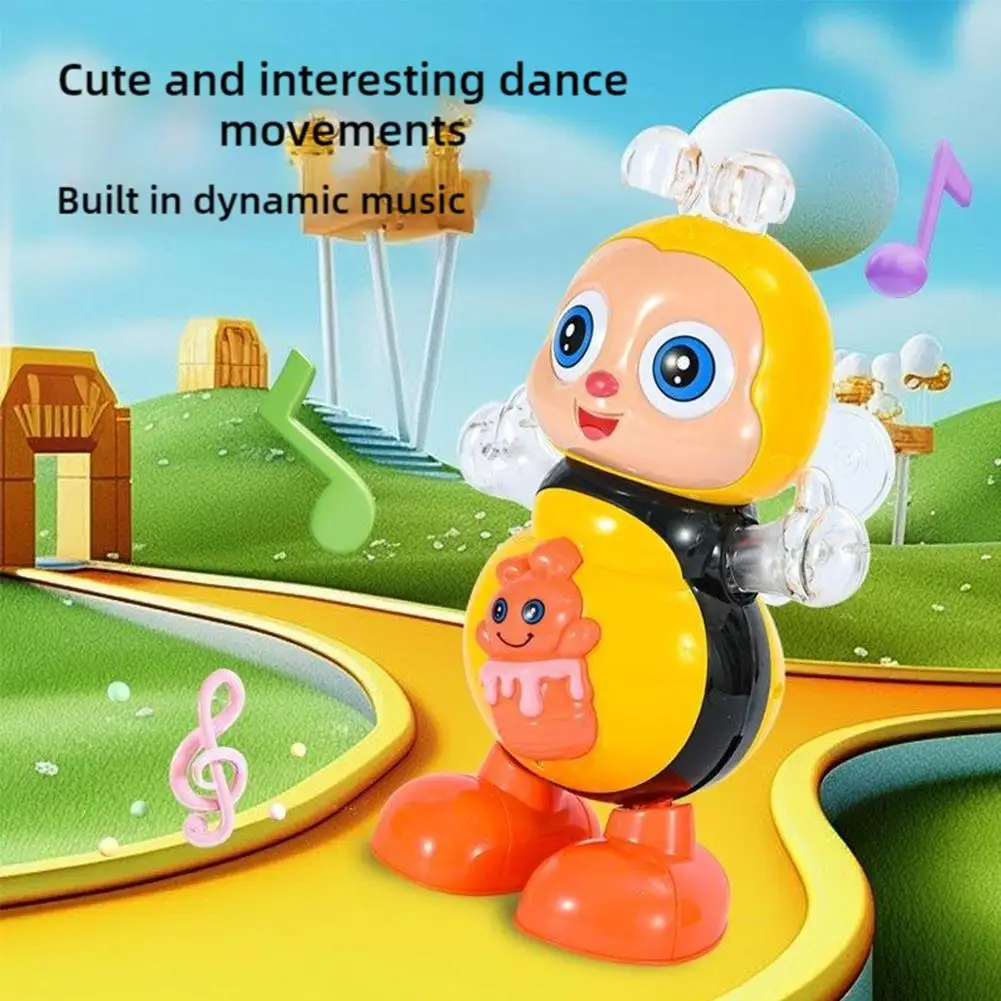 11cm Singing And Dancing Cartoon Bee Electric Light Cute Bee Children's Early Education Toys Make Sounds Family Interactive Toys