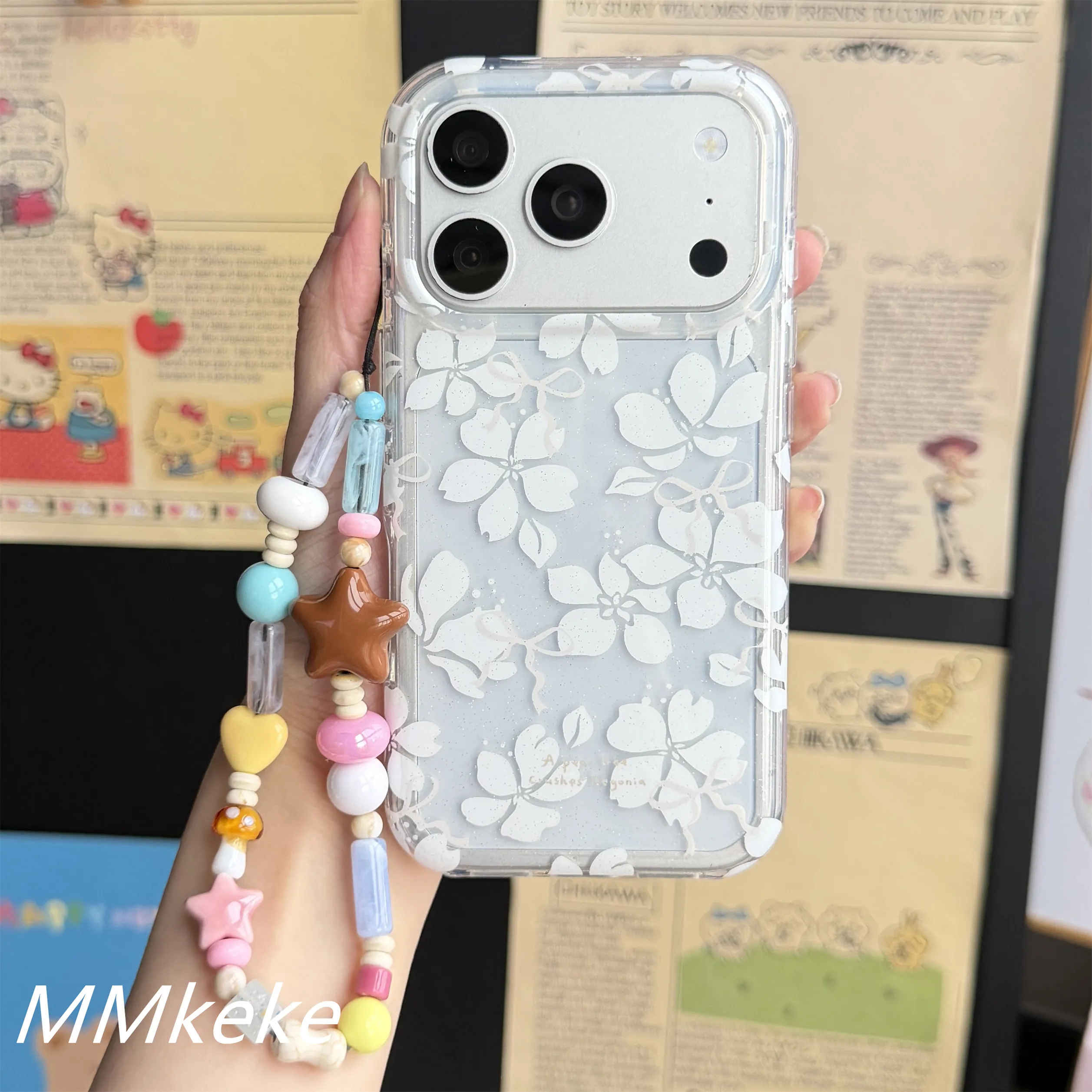 Korean ins Shining White illy Flower Girl Phone Case For iPhone 18 17 16 15 14 13 12 11 Pro XR XS X Max 7 8 Plus MINI Y2K Cover view 3