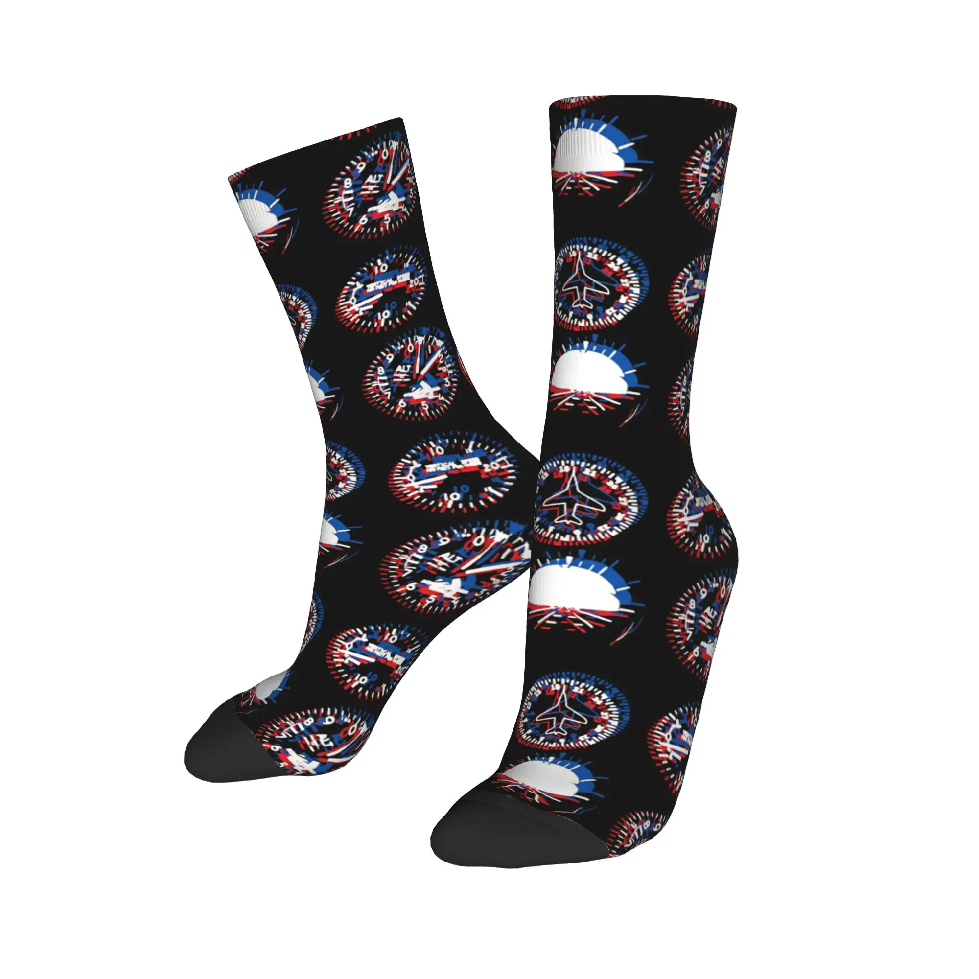 Colorful Light Aircraft Dashboard Basketball Socks  Polyester Long Socks for Unisex Breathable