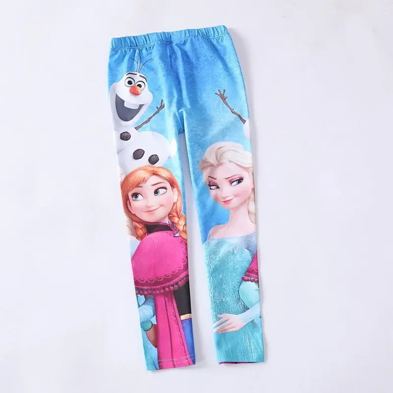 บุคลิกภาพ Disney Frozen Elsa Anna Princess ใหม่ Cool สร้างสรรค์การ์ตูนพิมพ์รูปแบบแฟชั่น Soft MID RISE กางเกงขายาวสําหรับเด็ก