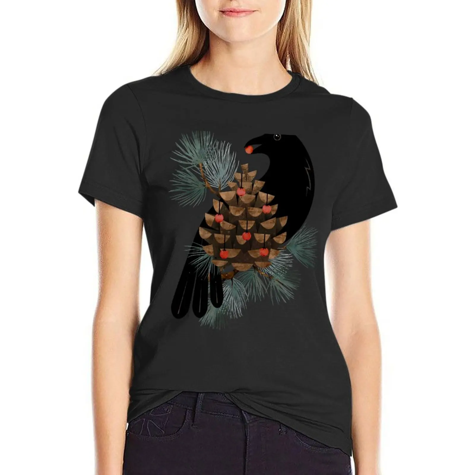 

Bird & Berries T-Shirt summer tops tees summer clothes t-shirts for Women graphic tees funny